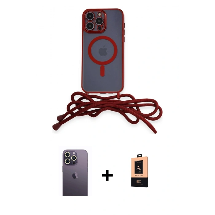MARSİLYAN™- iPhone 13 Pro Max Kılıf Eksen Özel Seri - Şeffaf Maxco Cam Ekran Koruyucu + Neon Fosforlu Kamera Lens - BZ