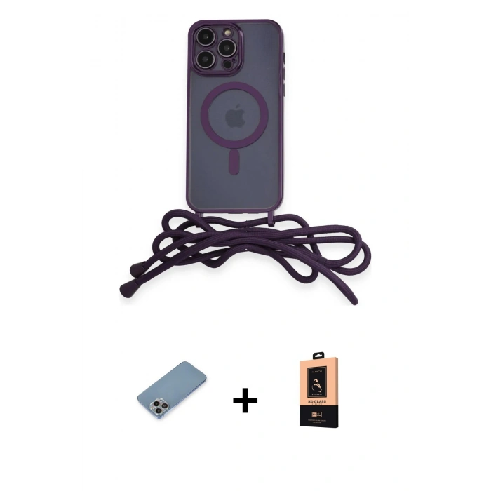 MARSİLYAN™- iPhone 13 Pro Max Kılıf Eksen Özel Seri - Şeffaf Maxco Cam Ekran Koruyucu + Shine Kamera Lens Koruma Cam - GI