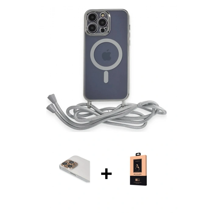 MARSİLYAN™- iPhone 13 Pro Max Kılıf Eksen Özel Seri - Şeffaf Maxco Cam Ekran Koruyucu + Gold Pers Alüminyum Kamera Lens