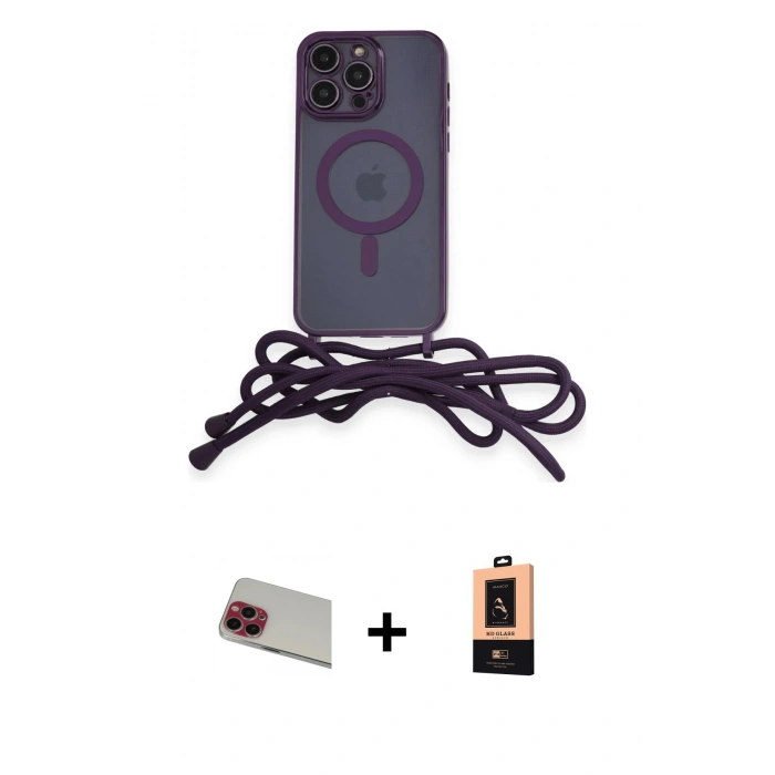 MARSİLYAN™- iPhone 13 Pro Max Kılıf Eksen Özel Seri - Şeffaf Maxco Cam Ekran Koruyucu + Kırmızı Rainbow Kamera Lens Koruma Cam
