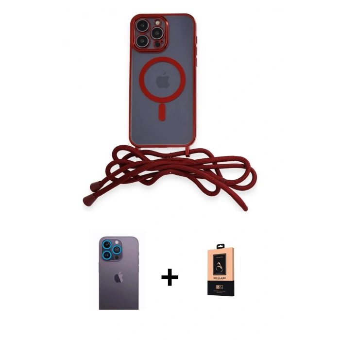 MARSİLYAN™- iPhone 13 Pro Max Kılıf Eksen Özel Seri - Şeffaf Maxco Cam Ekran Koruyucu + Mavi Neon Fosforlu Kamera Lens