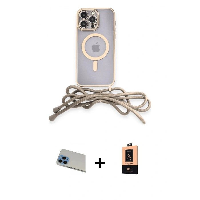 MARSİLYAN™- iPhone 13 Pro Max Kılıf Eksen Özel Seri - Şeffaf Maxco Cam Ekran Koruyucu + Rainbow Kamera Lens Koruma Cam - MI