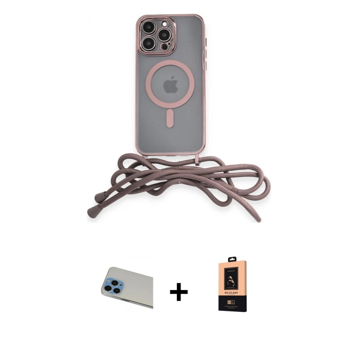 MARSİLYAN™- iPhone 13 Pro Max Kılıf Eksen Özel Seri - Şeffaf Maxco Cam Ekran Koruyucu + Rainbow Kamera Lens Koruma Cam - MI