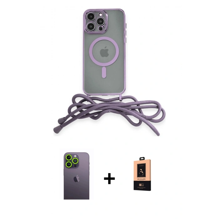 MARSİLYAN™- iPhone 13 Pro Max Kılıf Eksen Özel Seri - Şeffaf Maxco Cam Ekran Koruyucu + Neon Fosforlu Kamera Lens - YL