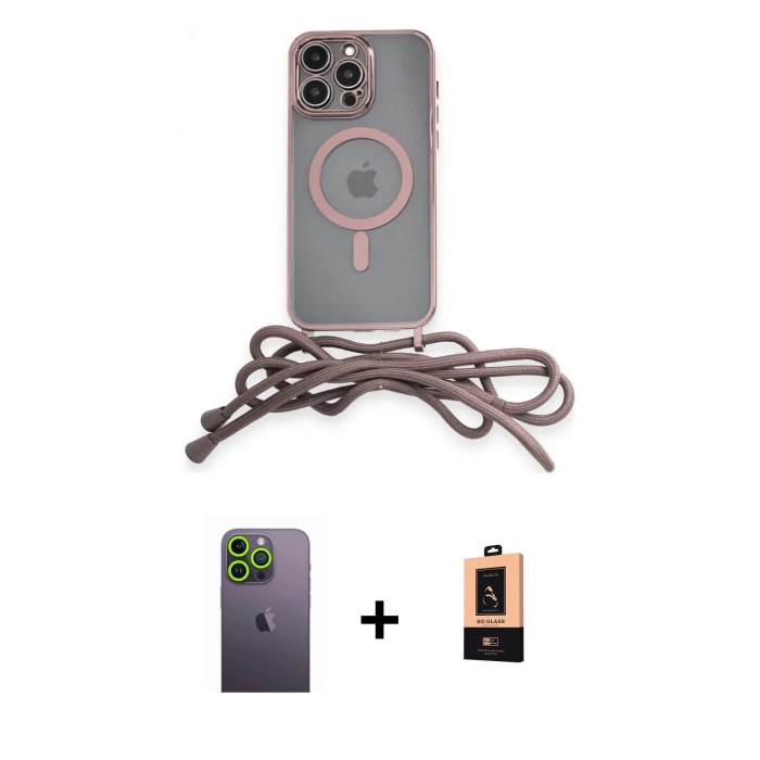 MARSİLYAN™- iPhone 13 Pro Max Kılıf Eksen Özel Seri - Şeffaf Maxco Cam Ekran Koruyucu + Neon Fosforlu Kamera Lens - YL