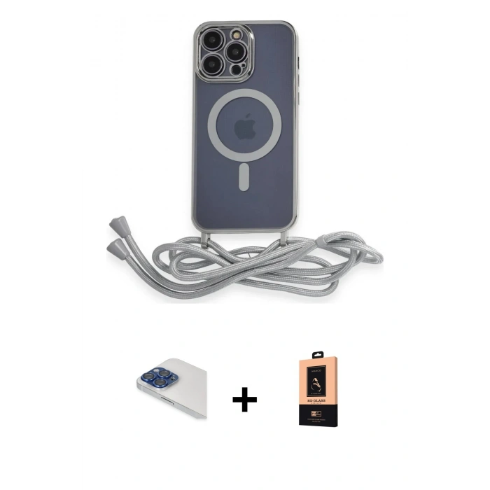 MARSİLYAN™- iPhone 13 Pro Max Kılıf Eksen Özel Seri - Şeffaf Maxco Cam Ekran Koruyucu + Pers Alüminyum Kamera Lens - LT