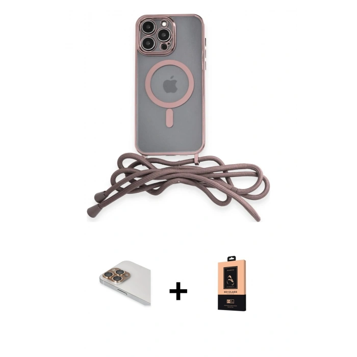 MARSİLYAN™- iPhone 13 Pro Max Kılıf Eksen Özel Seri - Şeffaf Maxco Cam Ekran Koruyucu + Pers Alüminyum Kamera Lens - GD