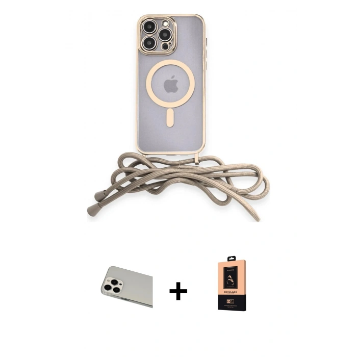 MARSİLYAN™- iPhone 13 Pro Max Kılıf Eksen Özel Seri - Şeffaf Maxco Cam Ekran Koruyucu + Rainbow Kamera Lens Koruma Cam - BZ