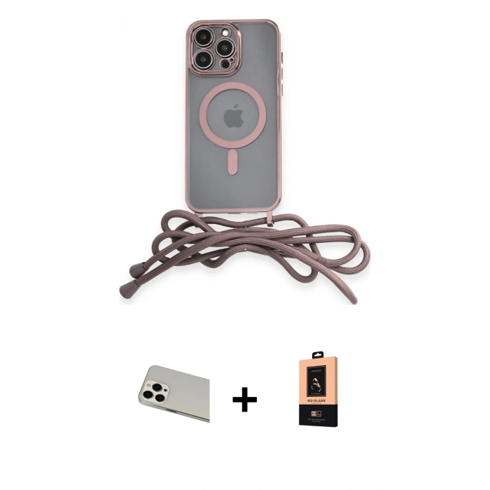 MARSİLYAN™- iPhone 13 Pro Max Kılıf Eksen Özel Seri - Şeffaf Maxco Cam Ekran Koruyucu + Rainbow Kamera Lens Koruma Cam - BZ