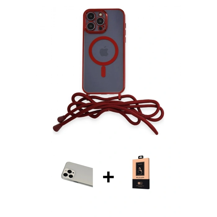 MARSİLYAN™- iPhone 13 Pro Max Kılıf Eksen Özel Seri - Şeffaf Maxco Cam Ekran Koruyucu + Rainbow Kamera Lens Koruma Cam - BZ
