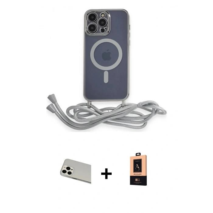MARSİLYAN™- iPhone 13 Pro Max Kılıf Eksen Özel Seri - Şeffaf Maxco Cam Ekran Koruyucu + Rainbow Kamera Lens Koruma Cam - BZ