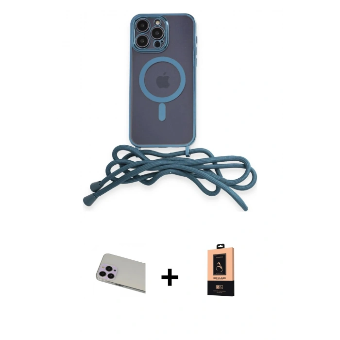 MARSİLYAN™- iPhone 13 Pro Max Kılıf Eksen Özel Seri - Şeffaf Maxco Cam Ekran Koruyucu + Rainbow Kamera Lens Koruma Cam - MR