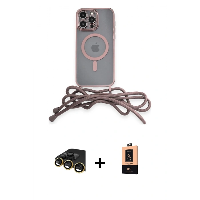 MARSİLYAN™- iPhone 13 Pro Max Kılıf Eksen Özel Seri - Şeffaf Maxco Cam Ekran Koruyucu + Raze Metal Kamera Lens - GD