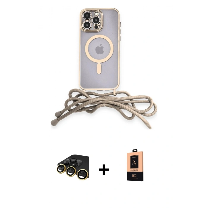 MARSİLYAN™- iPhone 13 Pro Max Kılıf Eksen Özel Seri - Şeffaf Maxco Cam Ekran Koruyucu + Raze Metal Kamera Lens - GD
