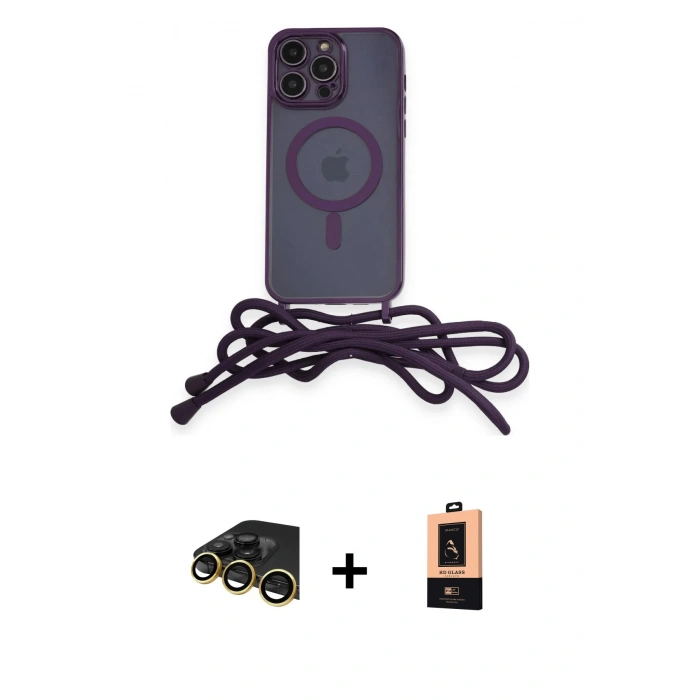 MARSİLYAN™- iPhone 13 Pro Max Kılıf Eksen Özel Seri - Şeffaf Maxco Cam Ekran Koruyucu + Raze Metal Kamera Lens - GD