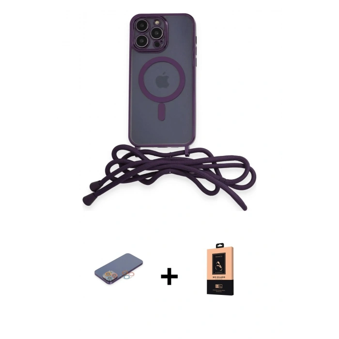 MARSİLYAN™- iPhone 13 Pro Max Kılıf Eksen Özel Seri - Şeffaf Maxco Cam Ekran Koruyucu + Renkli Kamera Lens Koruma Cam - PE