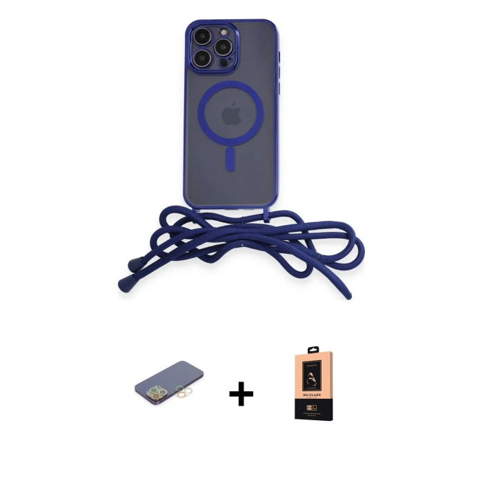 MARSİLYAN™- iPhone 13 Pro Max Kılıf Eksen Özel Seri - Şeffaf Maxco Cam Ekran Koruyucu + Renkli Kamera Lens Koruma Cam - SI