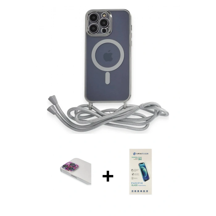 MARSİLYAN™- iPhone 13 Pro Max Kılıf Eksen Özel Seri - Şeffaf Pasifik Cam Ekran Koruyucu + Pers Alüminyum Kamera Lens - GI