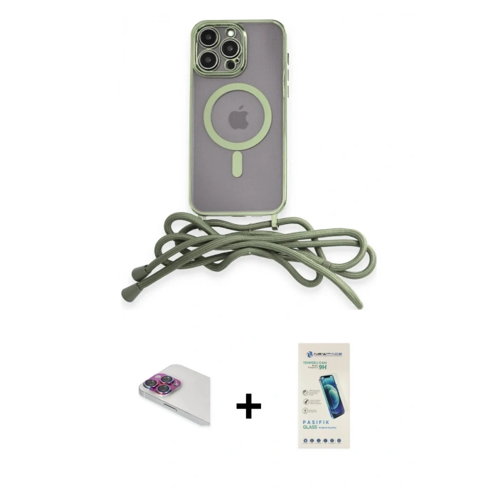 MARSİLYAN™- iPhone 13 Pro Max Kılıf Eksen Özel Seri - Şeffaf Pasifik Cam Ekran Koruyucu + Pers Alüminyum Kamera Lens - GI
