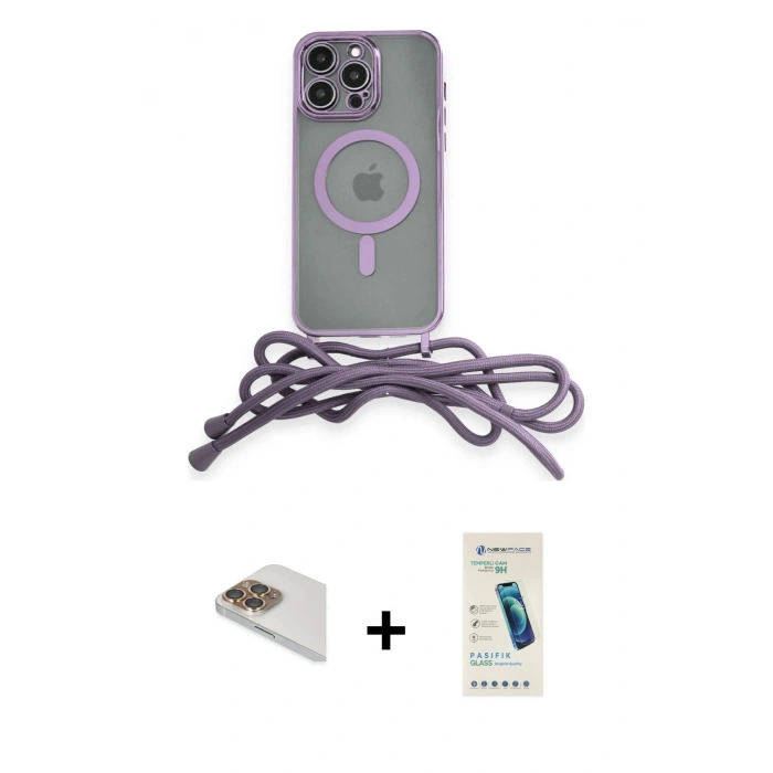 MARSİLYAN™- iPhone 13 Pro Max Kılıf Eksen Özel Seri - Şeffaf Pasifik Cam Ekran Koruyucu + Pers Alüminyum Kamera Lens - GD