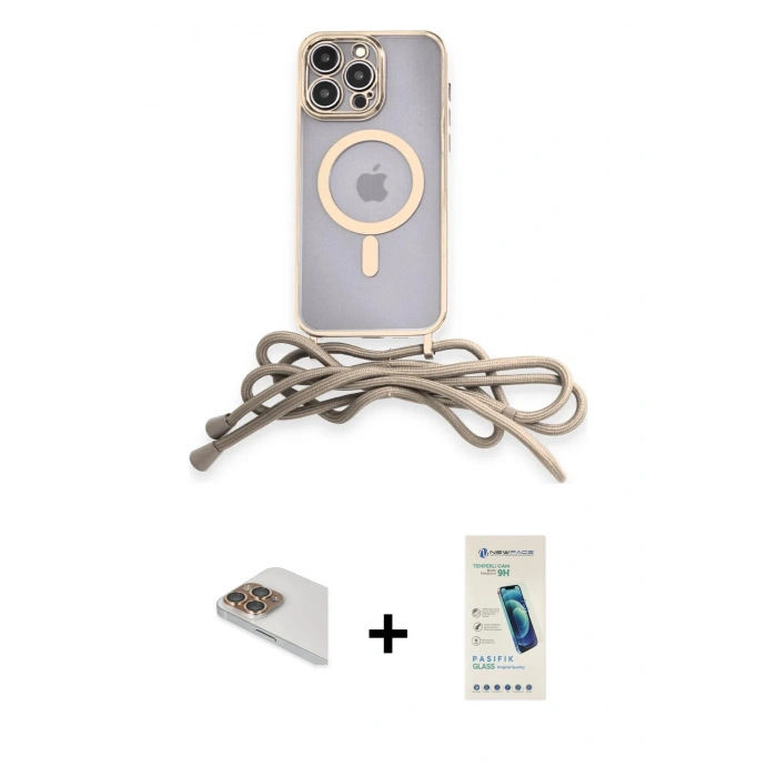 MARSİLYAN™- iPhone 13 Pro Max Kılıf Eksen Özel Seri - Şeffaf Pasifik Cam Ekran Koruyucu + Pers Alüminyum Kamera Lens - GD