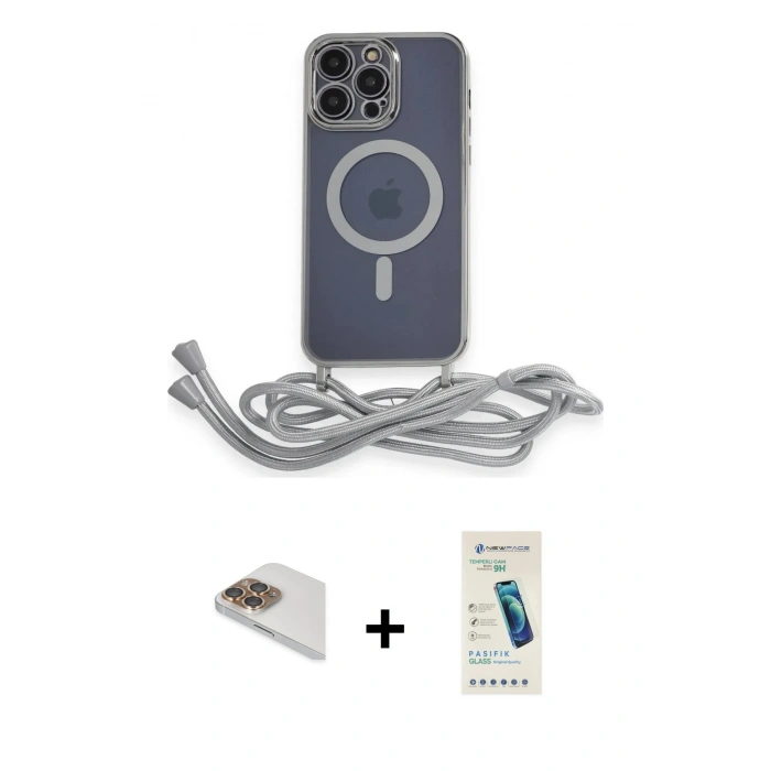MARSİLYAN™- iPhone 13 Pro Max Kılıf Eksen Özel Seri - Şeffaf Pasifik Cam Ekran Koruyucu + Pers Alüminyum Kamera Lens - GD