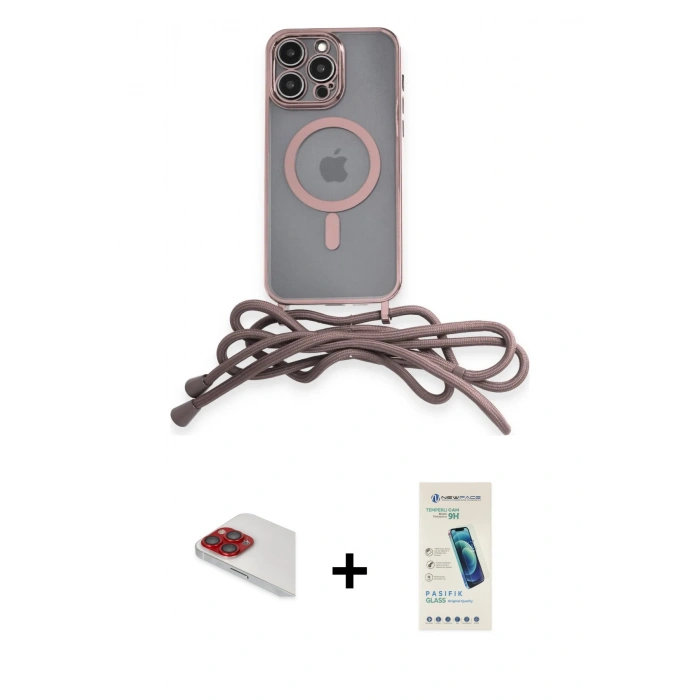 MARSİLYAN™- iPhone 13 Pro Max Kılıf Eksen Özel Seri - Şeffaf Pasifik Cam Ekran Koruyucu + Kırmızı Pers Alüminyum Kamera Lens