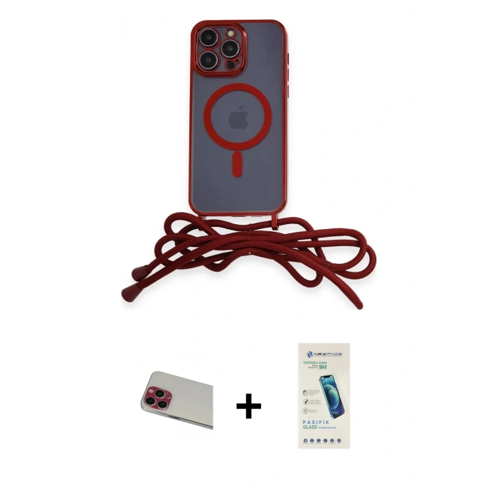 MARSİLYAN™- iPhone 13 Pro Max Kılıf Eksen Özel Seri - Şeffaf Pasifik Cam Ekran Koruyucu + Rainbow Kamera Lens Koruma Cam - KI