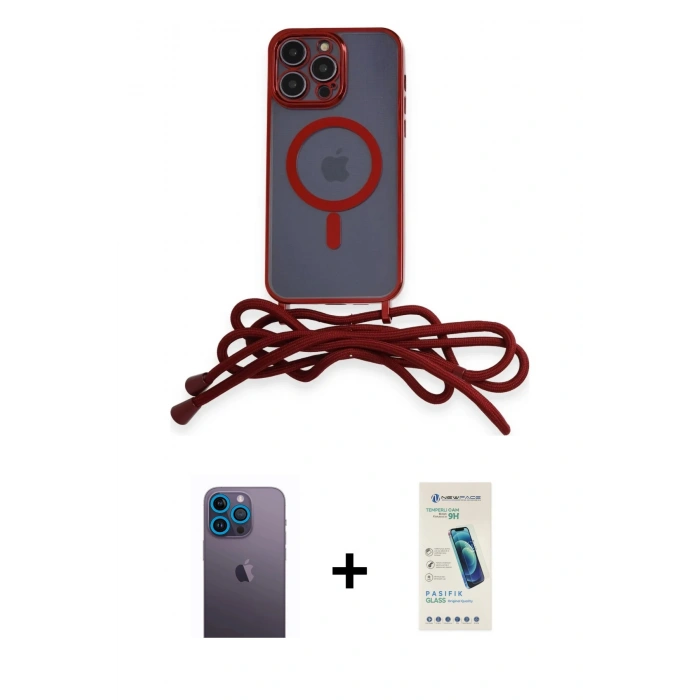 MARSİLYAN™- iPhone 13 Pro Max Kılıf Eksen Özel Seri - Şeffaf Pasifik Cam Ekran Koruyucu + Neon Fosforlu Kamera Lens - MI