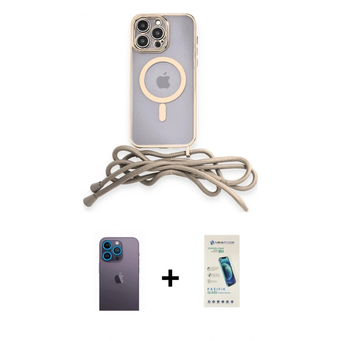 MARSİLYAN™- iPhone 13 Pro Max Kılıf Eksen Özel Seri - Şeffaf Pasifik Cam Ekran Koruyucu + Neon Fosforlu Kamera Lens - MI