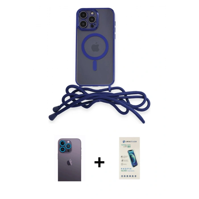 MARSİLYAN™- iPhone 13 Pro Max Kılıf Eksen Özel Seri - Şeffaf Pasifik Cam Ekran Koruyucu + Neon Fosforlu Kamera Lens - MI