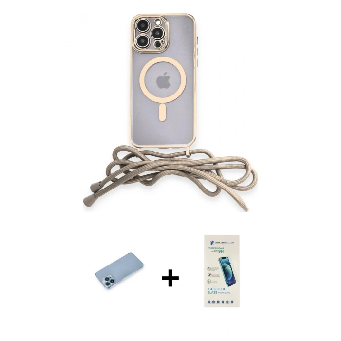MARSİLYAN™- iPhone 13 Pro Max Kılıf Eksen Özel Seri - Şeffaf Pasifik Cam Ekran Koruyucu + Mavi Shine Kamera Lens Koruma Cam