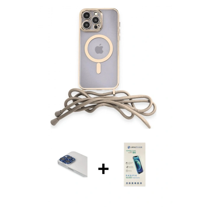 MARSİLYAN™- iPhone 13 Pro Max Kılıf Eksen Özel Seri - Şeffaf Pasifik Cam Ekran Koruyucu + Pers Alüminyum Kamera Lens - LT