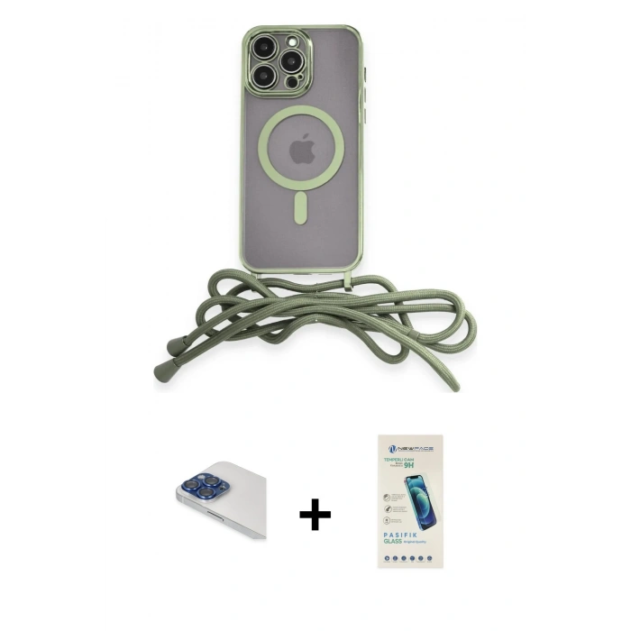 MARSİLYAN™- iPhone 13 Pro Max Kılıf Eksen Özel Seri - Şeffaf Pasifik Cam Ekran Koruyucu + Pers Alüminyum Kamera Lens - LT