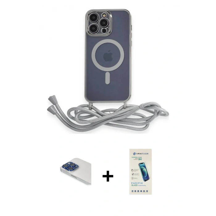 MARSİLYAN™- iPhone 13 Pro Max Kılıf Eksen Özel Seri - Şeffaf Pasifik Cam Ekran Koruyucu + Pers Alüminyum Kamera Lens - LT