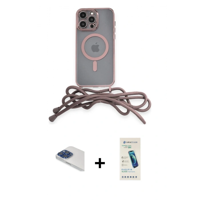 MARSİLYAN™- iPhone 13 Pro Max Kılıf Eksen Özel Seri - Şeffaf Pasifik Cam Ekran Koruyucu + Pers Alüminyum Kamera Lens - LT