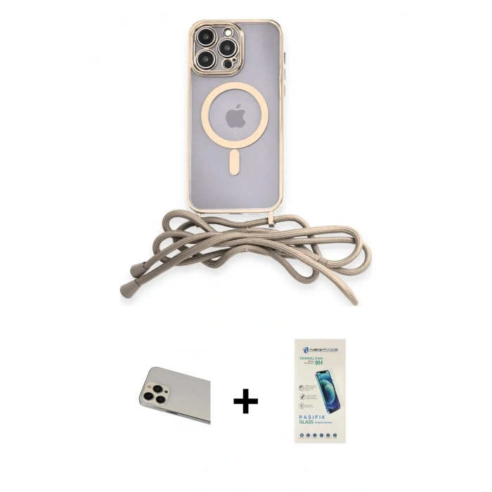 MARSİLYAN™- iPhone 13 Pro Max Kılıf Eksen Özel Seri - Şeffaf Pasifik Cam Ekran Koruyucu + Rainbow Kamera Lens Koruma Cam - REGD