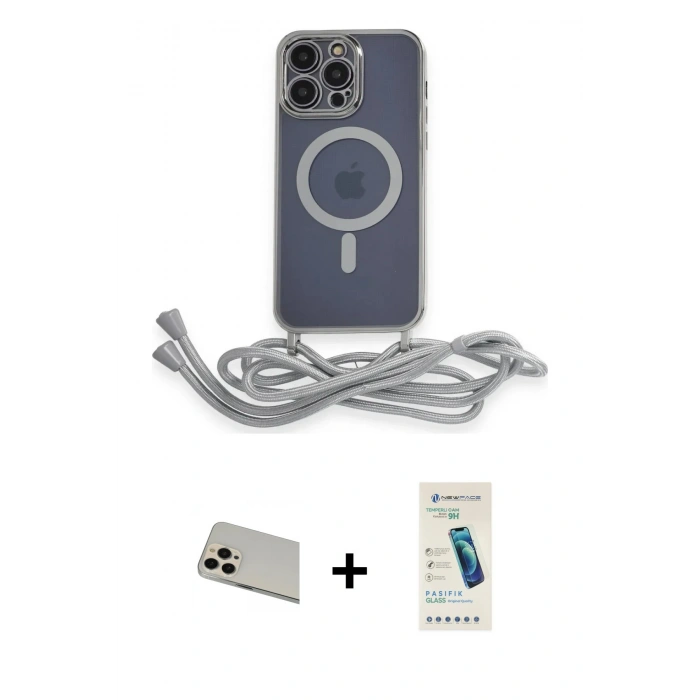 MARSİLYAN™- iPhone 13 Pro Max Kılıf Eksen Özel Seri - Şeffaf Pasifik Cam Ekran Koruyucu + Rainbow Kamera Lens Koruma Cam - REGD