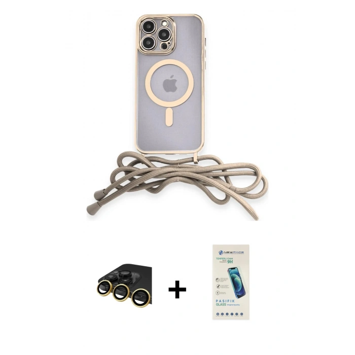 MARSİLYAN™- iPhone 13 Pro Max Kılıf Eksen Özel Seri - Şeffaf Pasifik Cam Ekran Koruyucu + Raze Metal Kamera Lens - GD