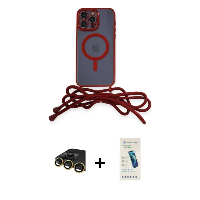 MARSİLYAN™- iPhone 13 Pro Max Kılıf Eksen Özel Seri - Şeffaf Pasifik Cam Ekran Koruyucu + Raze Metal Kamera Lens - GD