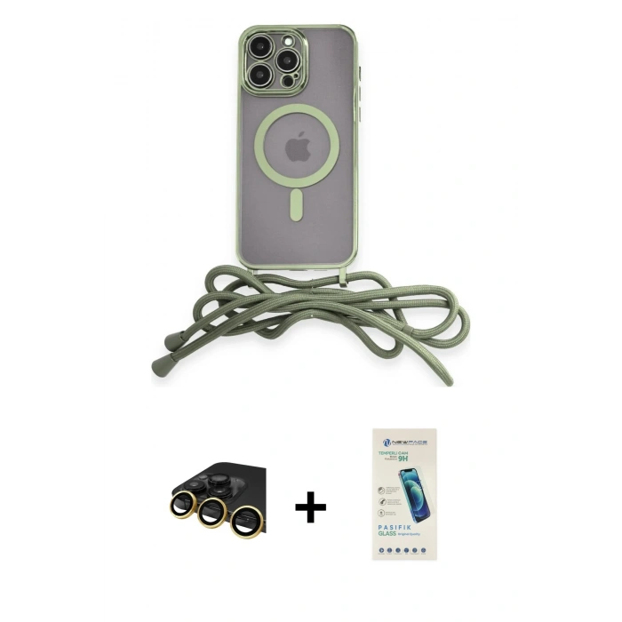 MARSİLYAN™- iPhone 13 Pro Max Kılıf Eksen Özel Seri - Şeffaf Pasifik Cam Ekran Koruyucu + Raze Metal Kamera Lens - GD