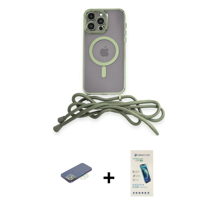 MARSİLYAN™- iPhone 13 Pro Max Kılıf Eksen Özel Seri - Şeffaf Pasifik Cam Ekran Koruyucu + Renkli Kamera Lens Koruma Cam - YL
