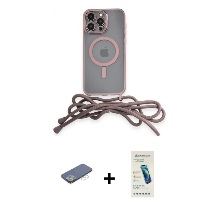 MARSİLYAN™- iPhone 13 Pro Max Kılıf Eksen Özel Seri - Şeffaf Pasifik Cam Ekran Koruyucu + Renkli Kamera Lens Koruma Cam - YL