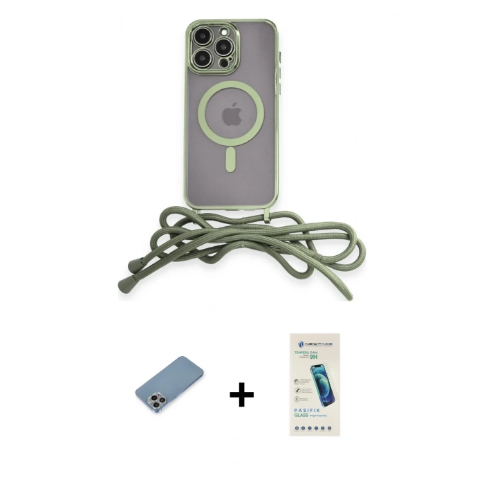 MARSİLYAN™- iPhone 13 Pro Max Kılıf Eksen Özel Seri - Şeffaf Pasifik Cam Ekran Koruyucu + Shine Kamera Lens Koruma Cam - GI