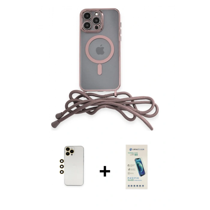 MARSİLYAN™- iPhone 13 Pro Max Kılıf Eksen Özel Seri - Şeffaf Pasifik Cam Ekran Koruyucu + Shine Kamera Lens - GD