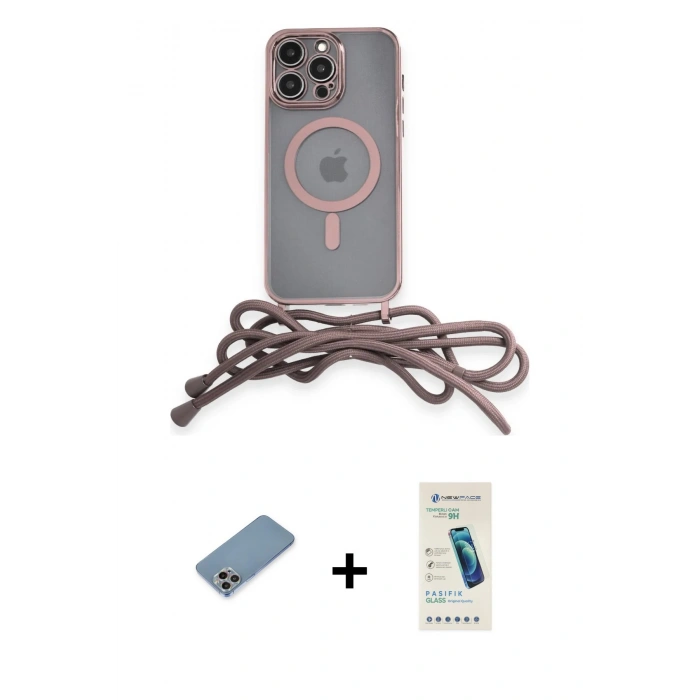 MARSİLYAN™- iPhone 13 Pro Max Kılıf Eksen Özel Seri - Şeffaf Pasifik Cam Ekran Koruyucu + Shine Kamera Lens Koruma Cam - GI