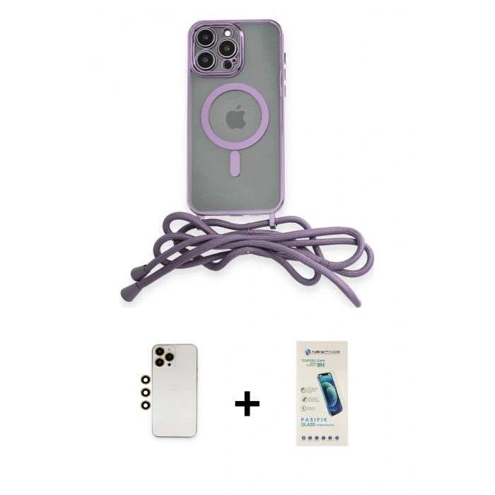 MARSİLYAN™- iPhone 13 Pro Max Kılıf Eksen Özel Seri - Şeffaf Pasifik Cam Ekran Koruyucu + Shine Kamera Lens - GD