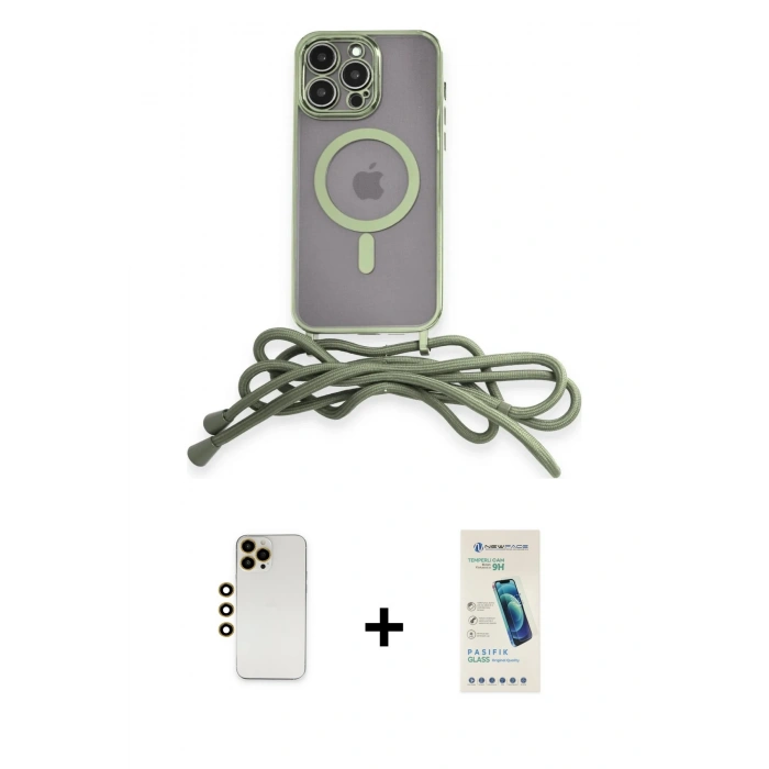 MARSİLYAN™- iPhone 13 Pro Max Kılıf Eksen Özel Seri - Şeffaf Pasifik Cam Ekran Koruyucu + Shine Kamera Lens - GD