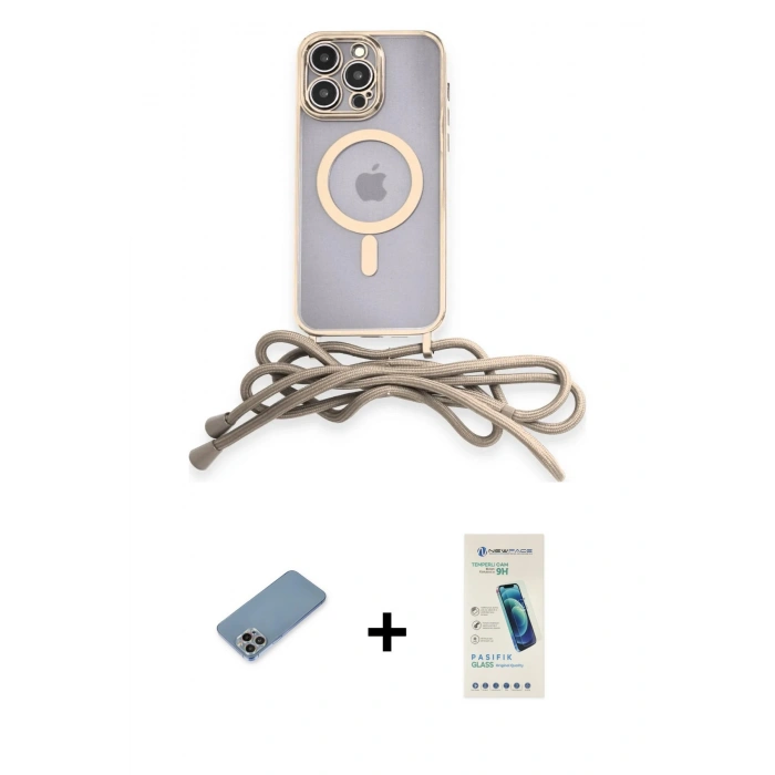 MARSİLYAN™- iPhone 13 Pro Max Kılıf Eksen Özel Seri - Şeffaf Pasifik Cam Ekran Koruyucu + Shine Kamera Lens Koruma Cam - GI