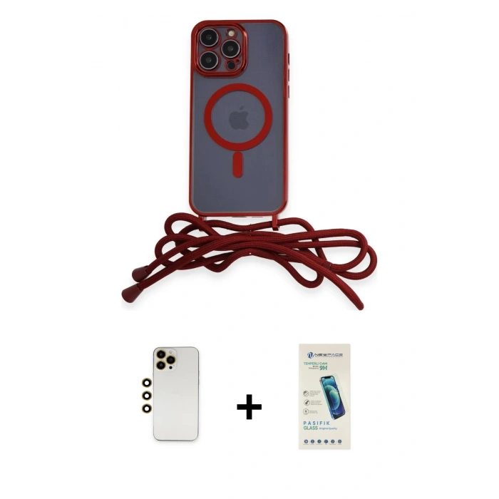 MARSİLYAN™- iPhone 13 Pro Max Kılıf Eksen Özel Seri - Şeffaf Pasifik Cam Ekran Koruyucu + Shine Kamera Lens - GD
